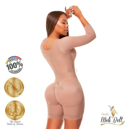 Faja reloj de arena con mangas y brasier 2031 MeliBelt, vista de espalda